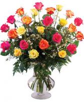 24 MIXED ROSES VASE ARRANGEMENT arrangement