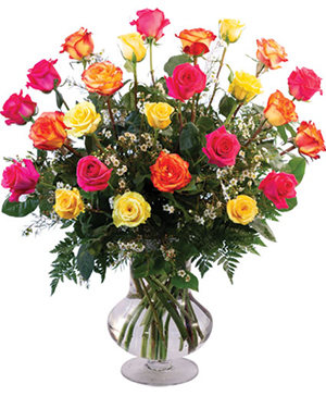 24 MIXED ROSES VASE ARRANGEMENT arrangement