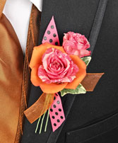 HOT PINK & ORANGE Prom Boutonniere