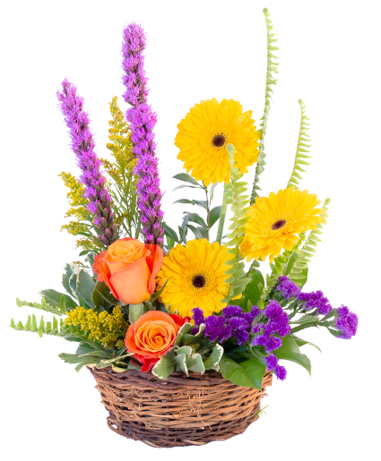 Basket of Blooms Basket Arrangement