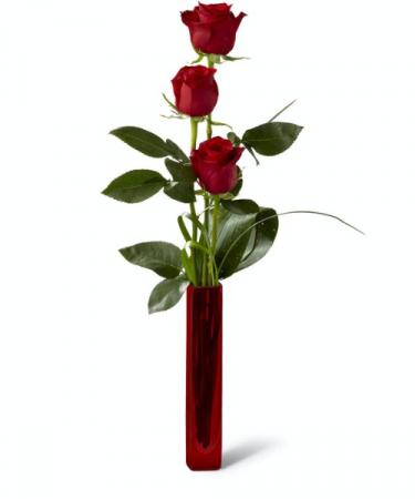 DEEPLY DEVOTED 3 red roses 