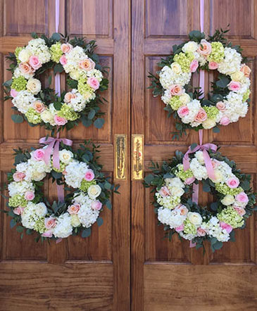 Pinky Greens Hydrangea Wreath in Angier, NC | JJ's Flowers