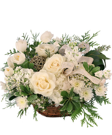 Snowy Spectacular Basket Arrangement in Angier, NC | JJ's Flowers