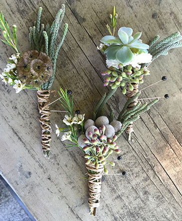 Succulent Serenity Boutonniere in Angier, NC | JJ's Flowers